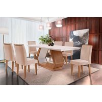 Mesa Sala Jantar Alvorada + 6 Cad Amsterdã Imbu/Creme Rufato