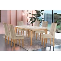 Mesa Sala Jantar Londrina + 6 Cad Amsterdã Imbu/Creme Rufato