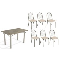 Mesa Sala Jantar Elba + 6 Cad Noruega Niquel/Bege Kappesberg