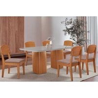 Mesa Sala Jantar Maldivas + 6 Cad Havana Naturale Rufato