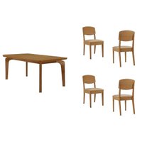 Mesa Sala Jantar Londrina + 4 Cad Havana Natural/Bege Rufato