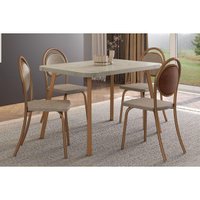 Mesa Sala Jantar Stellar + 4 Cad 1738 Rose/Caramelo Carraro