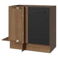 Balcão de Canto Com 1 Porta (Sem Tampo) Rustic/Preto Agata Madesa