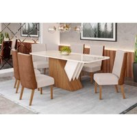 Mesa Sala Jantar Épic + 6 Cad Anne Nature/Corano Linho Henn