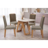 Mesa Sala Jantar Carol + 4 Cad Nicole Nature/Capucci Cimol