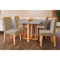 Mesa Sala Jantar Flora + 4 Cad Clarice Cinamomo/Bege Cimol