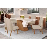 Mesa Sala Jantar Épic + 6 Cad Anne Nature/Corano Creme Henn