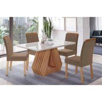Mesa Sala Jantar Ágata + 4 Cad Juliana Cinamomo Cimol
