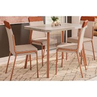Mesa Sala Jantar Stellar + 4 Cad Duo Rose/Caramelo Carraro