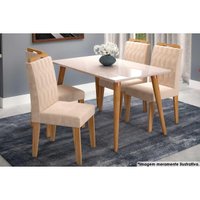 Mesa Sala Jantar Adele + 4 Cad Paola Carvalho/Bege Cimol