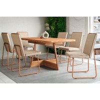 Mesa Sala Jantar Átria + 6 Cad Lira Rose/Caramelo Carraro