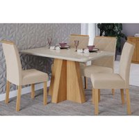 Mesa Sala Jantar Maitê + 4 Cad Fernanda Nature/Bege Cimol