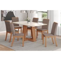 Mesa Sala Jantar Lins + 6 Cad Isa Nature/Bege Henn