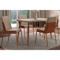 Mesa Sala Jantar Stellar + 4 Cad Hug Rose/Caramelo Carraro