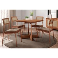 Mesa Sala Jantar Átria + 4 Cad Lux Rose/Caramelo Carraro