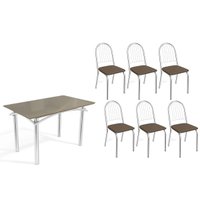 Mesa Sala Jantar Elba + 6 Cad Noruega Cromado Kappesberg