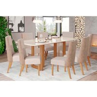 Mesa Sala Jantar Yara + 8 Cad Anne Nature/Corano Creme Henn