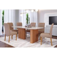 Mesa Sala Jantar Ester + 6 Cad Juliana Cinamomo/Bege Cimol
