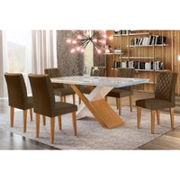 Mesa Sala Jantar Imperatriz + 6 Cad Jade Imbu/Marrom Rufato