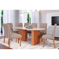 Mesa Sala Jantar Ester + 8 Cad Fernanda Cinamomo/Bege Cimol