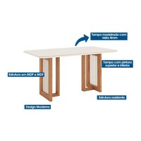 Mesa Sala Jantar Yara + 6 Cad Eloa Nature/Light Henn
