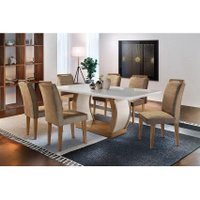 Mesa Sala Jantar Jade + 6 Cad Athenas Capuccino Rufato