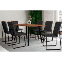 Mesa Sala Jantar Stellar + 6 Cad Lira Preto Carraro