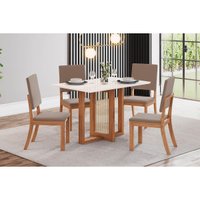 Mesa Sala Jantar Natalí + 4 Cad Milla Nature/Marrom Henn