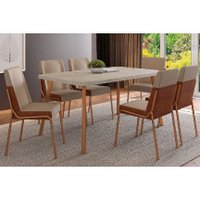 Mesa Sala Jantar Stellar + 6 Cad Hug Rose/Caramelo Carraro