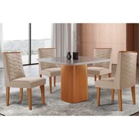 Mesa Sala Jantar Maldivas + 4 Cad Dafne Natural/Creme Rufato