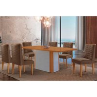 Mesa Sala Jantar Pietá + 6 Cad Dafne Naturale/Marrom Rufato
