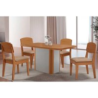 Mesa Sala Jantar Pietá + 4 Cad Havana Naturale/Bege Rufato