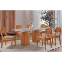 Mesa Sala Jantar Maldivas + 6 Cad Havana Natural/Bege Rufato