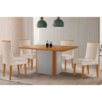 Mesa Sala Jantar Pietá + 4 Cad Dakota Naturale/Creme Rufato