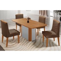 Mesa Sala Jantar Pietá + 4 Cad Maldivas Natura/Marrom Rufato