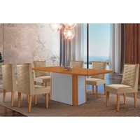 Mesa Sala Jantar Pietá + 6 Cad Dafne Naturale/Bege Rufato