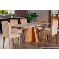 Mesa Sala Jantar Maitê + 6 Cad Paola Nature/Bege Cimol