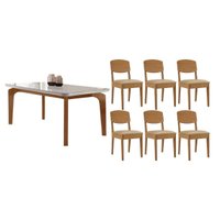 Mesa Sala Jantar Londrina + 6 Cad Havana Natura/Creme Rufato
