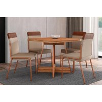 Mesa Sala Jantar Átria + 4 Cad Duo Rose/Caramelo Carraro