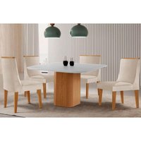 Mesa Sala Jantar Maldivas + 4 Cad Dakota Natural/Crem Rufato