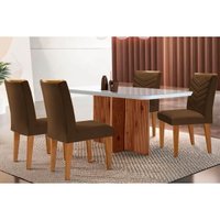 Mesa Sala Jantar Berlim + 4 Cad Londrina Imbu/Marrom Rufato