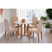 Mesa Sala Jantar Flora + 4 Cad Nicole Cinamomo/Nude Cimol