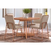Mesa Sala Jantar Átria + 4 Cad Lira Rose/Caramelo Carraro