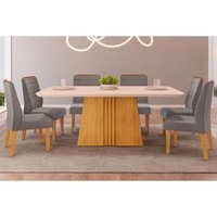 Mesa Sala Jantar Italia + 6 Cad Ondina Cedro DJ Móveis