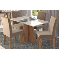 Mesa Sala Jantar Patricia + 4 Cad Tais Nature/Choco Cimol