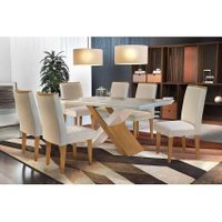 Mesa Sala Jantar Imperatriz + 6 Cad Lunara Capuccino Rufato