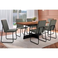 Mesa Sala Jantar Átria + 6 Cad Lira Nogal/Preto Carraro