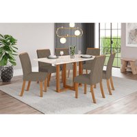 Mesa Sala Jantar Natalí + 6 Cad Vita Nature/Bege Henn