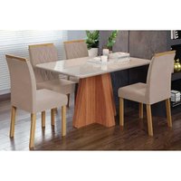 Mesa Sala Jantar Maitê + 4 Cad Juliana Cinamomo/Bege Cimol
