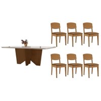 Mesa Sala Jantar Nevada + 6 Cad Havana Naturale Rufato